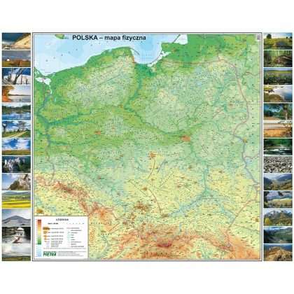 Mapa ścienna polski ? fizyczna 1:500 000.