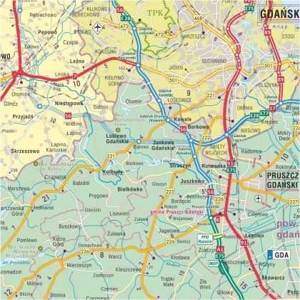 Mapa ścienna województwa pomorskiego ? administracyjno-drogowa