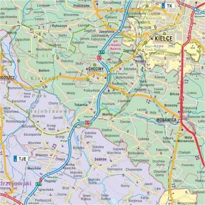 Mapa ścienna województwa świętokrzyskiego ? administracyjno-drogowa