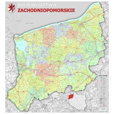 Mapa ścienna województwa zachodniopomorskiego ? administracyjno-drogowa