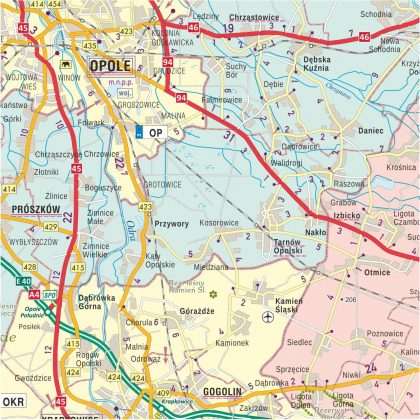 Mapa ścienna województwa opolskiego ? administracyjno-drogowa