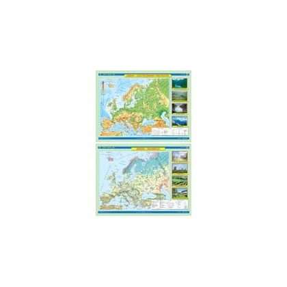 Dwustronna mapa Europy. Ogólnogeograficzna/Krajobrazowa