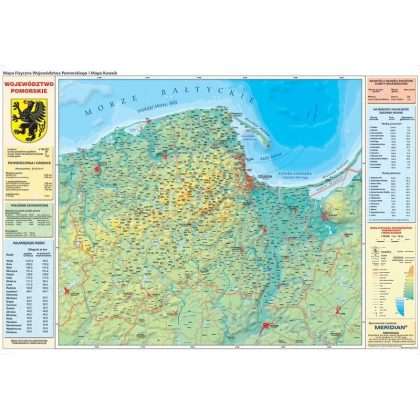 Województwo pomorskie - ścienna mapa fizyczna i mapa Kaszub