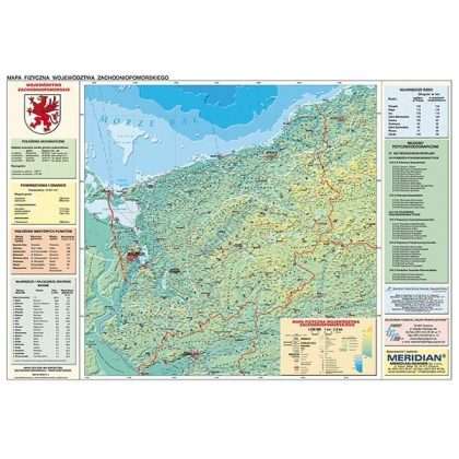Zachodniopomorskie - ścienna mapa fizyczna